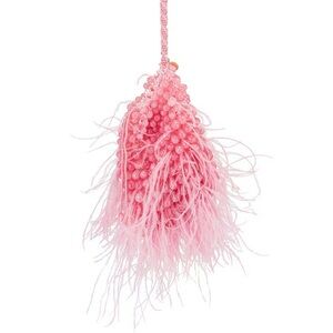 Cult Gaia Dory Ostrich Feather Pearl wristlet bag